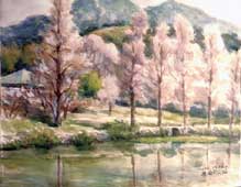 山崎 正憲 「早春の奥須磨公園」 (水彩)