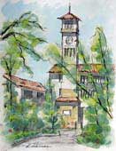 福増 健二 「神戸・看護大学」 (水彩, F6)
